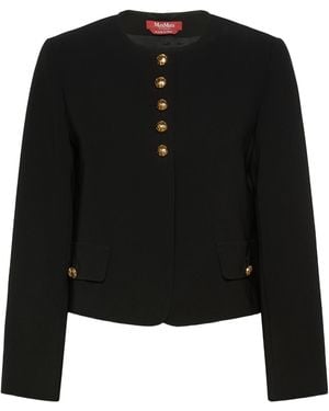 Max Mara Long-Sleeved Casual Jacket - Black