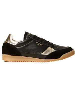 Twinset Laminated-Details Running Trainers - Black