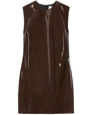 MSGM Sleeveless Patent Mini Dress - Brown