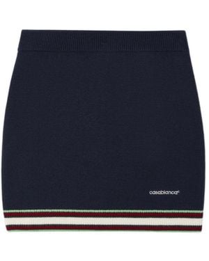CASABLANCA Embroidered-Logo Striped Shorts - Blue