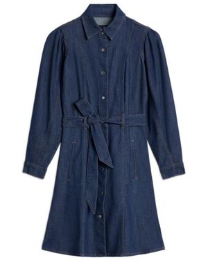 7 For All Mankind Puff-Sleeve Midi Dress - Blue