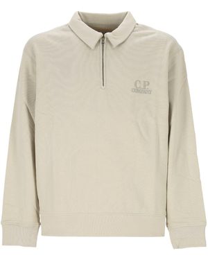 C.P. Company Logo-Embroidered Polo Shirt - White