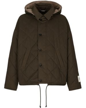 Dolce & Gabbana Quilted Cotton Jacket With Hood - Green