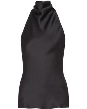 Balmain Backless Crepe Satin Top - Black