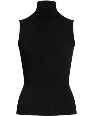 KHAITE Benita Ribbed-Knit Turtleneck Top - Black