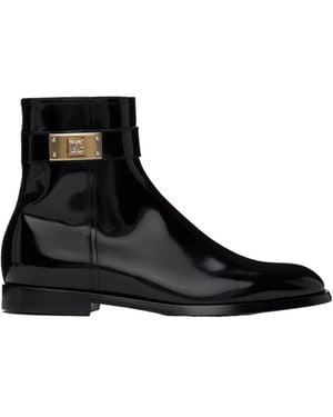 Dolce & Gabbana Giotto Leather Ankle Boots - Black