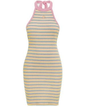 Amiri Striped Halterneck Mini Dress - Natural
