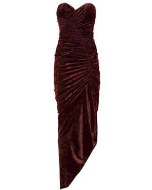 Alexandre Vauthier Pleated Velvet Mid-Length Dress - Purple