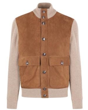 Brunello Cucinelli Leather Bomber Jacket - Brown