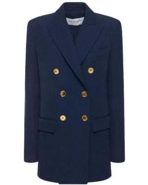 Michael Kors Double-Breasted Gabardine Blazer - Blue