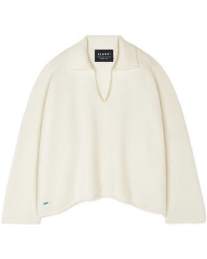 Alanui Finest Polo-Collar Ribbed Jumper - White