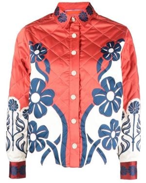 La DoubleJ Edie Floral-Print Quilted Jacket - Red