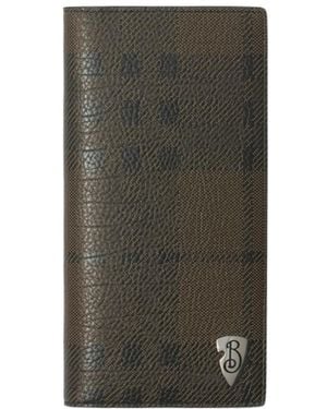 Burberry B-Shield Vintage Check Bi-Fold Wallet - Green
