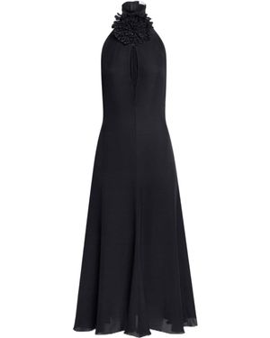 Alaïa Floral Appliqu Halterneck Dress - Blue