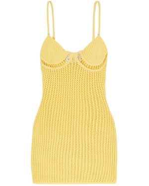 The Attico Crocheted Mini Dress - Yellow