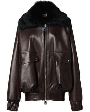 KHAITE Daemon Leather Jacket W/Fur Collar - Black