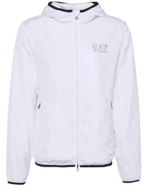EA7 Logo-Detail Hooded Jacket - White