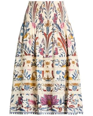 FARM Rio Floral Trumpet Skirt - White