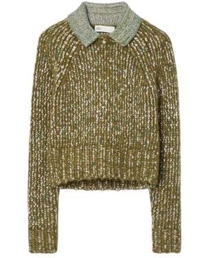 Tory Burch Contrasting-Collar Sweater - Green