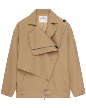 Courreges Courrèges Short Zip Trench Coat - Natural