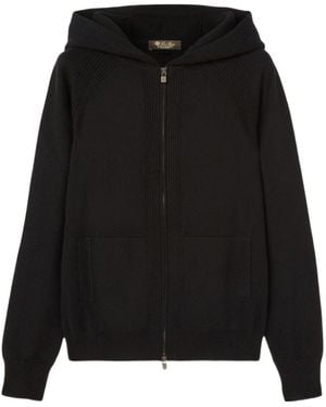 Loro Piana Zip-Up Hooded Cardigan - Black