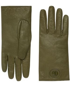 Gucci Logo Plaque Military Gloves - Green