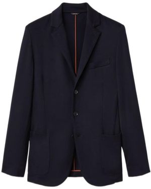 Loro Piana Lapel Long-Sleeved Wool Suit Coat - Blue