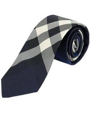 Burberry Checked Pointed-Tip Tie - Blue