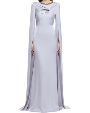Roland Mouret Cape Sleeve Embellished Gown - Purple