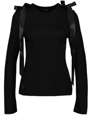 Simone Rocha Bow Ribbon Tail Long Sleeve T-Shirt - Black