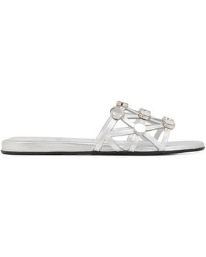 The Attico Grid Studd-Embellished Sandals - White