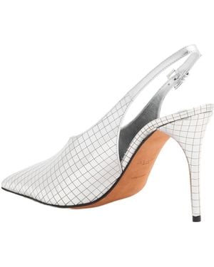 Alaïa Metallic Leather Slingback Pumps - White