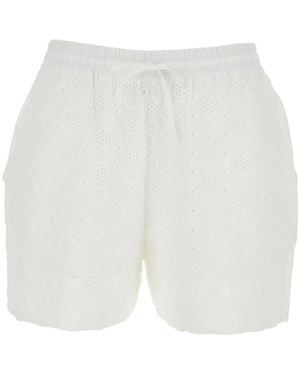 Pinko Drawstring Embroidered Shorts - White