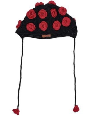 Alanui Grunge Roses Bonnet Hat - Red