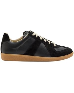 Maison Margiela Replica Paneled Leather Sneakers - Black