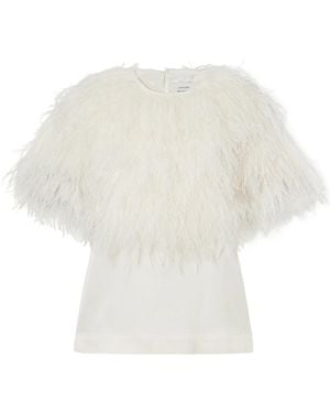 Loulou de Saison Ostrich Feather Top - White