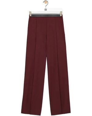 Loewe Logo-Waistband Pleated Palazzo Trousers - Purple