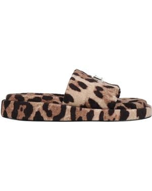 Dolce & Gabbana Leopard Print Sandals - Brown