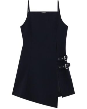 we11done Logo-Plaque Dress - Blue