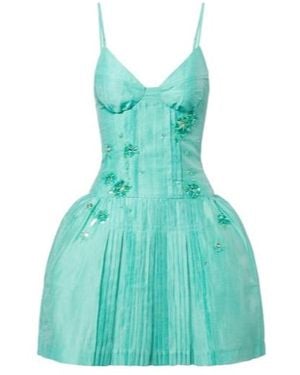ShuShu/Tong Embellished Linen-Blend Minidress - Blue