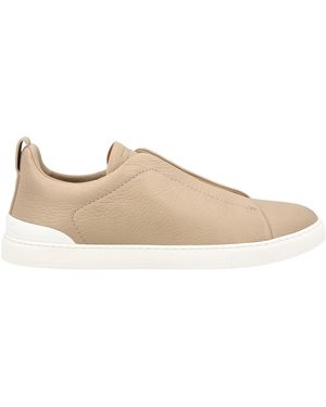 ZEGNA Off Deerskin Triple Stitch Trainers - Natural