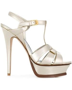 Saint Laurent Tribute Platform Sandals - White