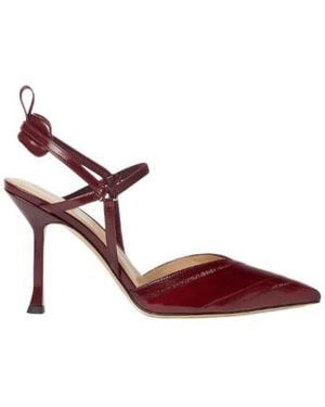 Fendi Very Colibri Burgundy Hagfish Leather High-Heeled Slingbacks - Red