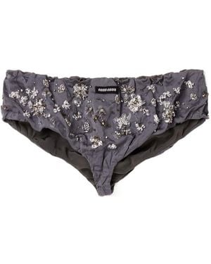 Miu Miu Embroidered Duchesse Panty - Grey