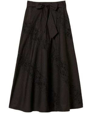 Twinset Lace Belted Midi Skirt - Black
