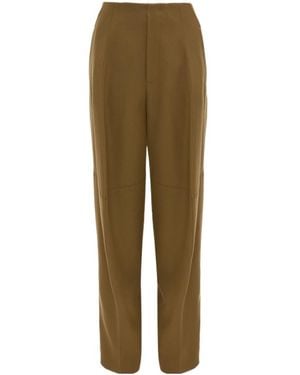 Victoria Beckham Straight-Leg Pleated Pants - Green