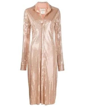 Bottega Veneta Embellished Mosaic Shirt Dress - Pink