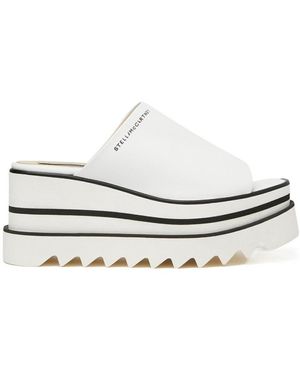 Stella McCartney Logo Printed Platform Sandals - White