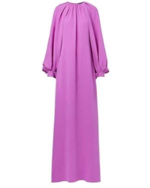 Oscar de la Renta Draped Silk-Blend Gown - Purple