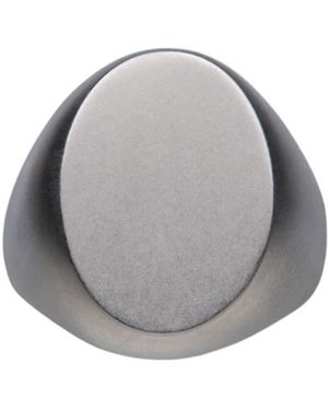 Maison Margiela Logo-Engraved Brushed Finish Signet Ring - Grey